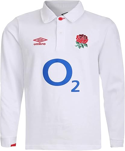 Umbro England RFU - Camiseta clásica de rugby de manga larga para hombre, color blanco