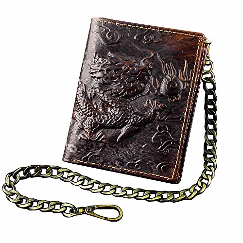 Vintage Dragon Mens Wallet Slim Card Money Purse Wi/Safe Chain2