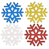 EDUEE Silicone Snowflake Trivet Mat 6inch Christmas Holiday Trivets 4pcs for Hot Dishes, Kitchen Decor, Coaster, Hot Pads, Teapot, Dishwasher Safe(White, Blue, Red, Yellow)