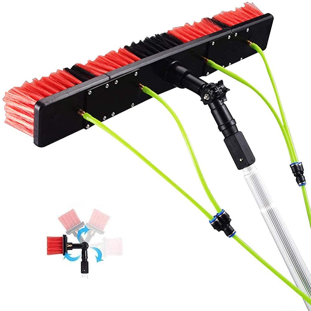 10M Telescopic Solar Panel Cleaning Kit - Extendable Water Fed Pole with 30cm Brush for Conservatory Roof Photovoltaic Panel & Window Cleaning (3-12M)