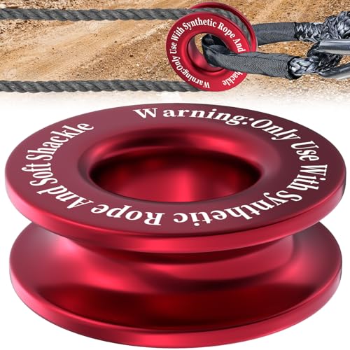 Winch Snatch Recovery Ring Heavy Duty 66000 Lbs Break Strength Snatch Block Ring Towing Rcovery Snatch for Soft Shackle and Synthetic Rope Compatible with ATV UTV SUV Truck Off-Road Vehicle (Red)