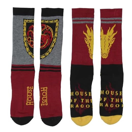 Bioworld Juego de Trono: House Of The Dragon Crew - Calcetines deportivos acolchados Targaryen Caraxes para hombres y mujeres, 2 pares, Varios colores, talla única