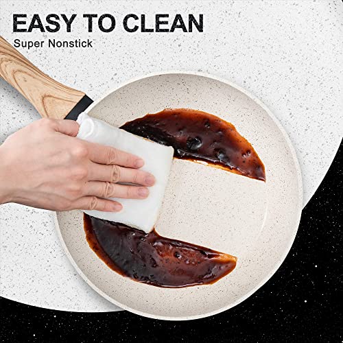 Image of Michelangelo Small Frying Pan Non Stick, Nonstick Frying Pan with Bakelite Handle, 20cm Granite Frying Pan with Lid, Frying Pan Induction Base, Egg Frying Pan Non Stick