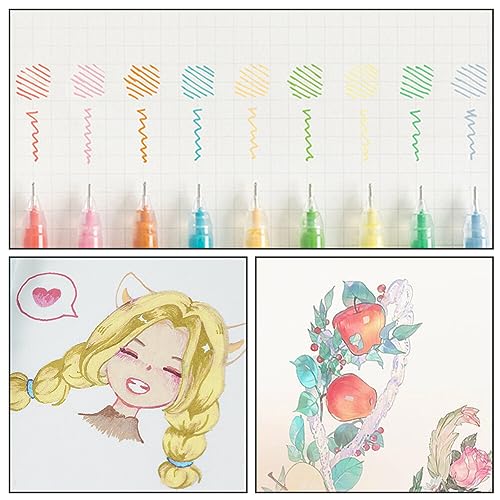 Set de 9 bolígrafos gel multicolor punta fina 0.5mm miniatura 2