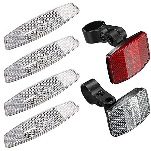 HoveeLuty Bike Reflektoren Kit Fahrrad Vordere Hintere Reflektoren Hochreflektierende Fahrrad Clips Rad Reflektierende Reitsicherheit Warnung Rad Clip Speichenspiegel Oder MTB 6pcs, Weiß
