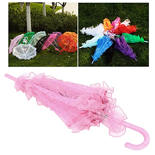 Amonida Lace Parasol, Wedding Umbrella Decorative Umbrella Handicraft Lace Umbrella 22.2X22.2In For Weddings, Party Decorations, Concerts (Pink) #TOP2