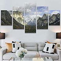 SIGNWIN 5 Panel Canvas Wall Art Mountainscape for Home Decorations Ready to Hang - 60