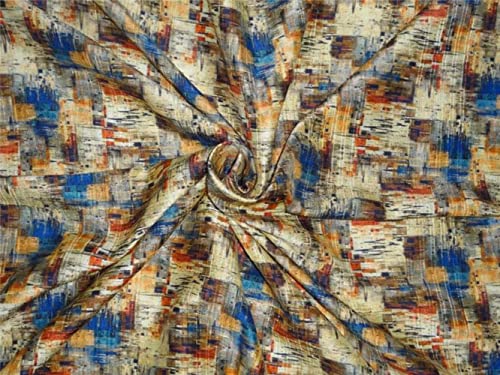 Tissu Dupioni 100% pure soie imprimé multicolore largeur 112cm au mètre