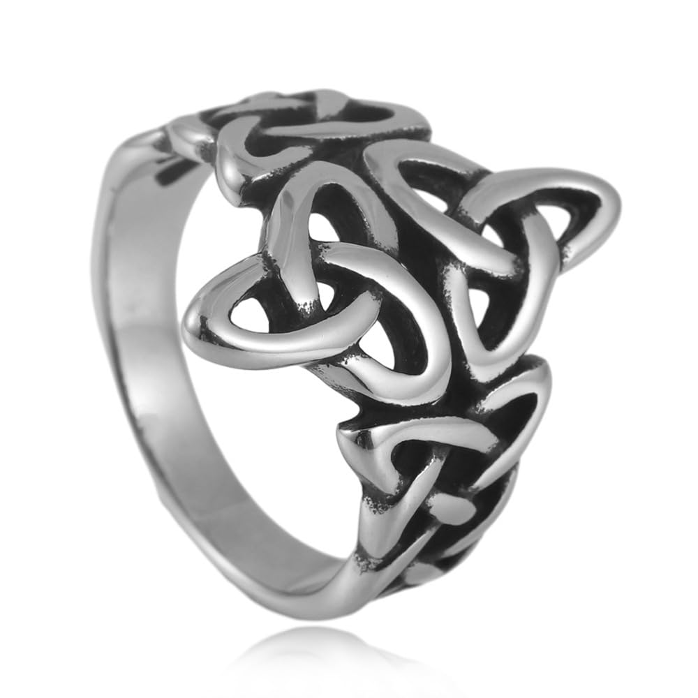 Celtic Trinity Knot Ring, Triquetra Knot Ring, Stainless Steel Celtic Irish Jewelry for Women