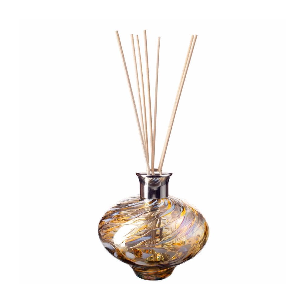 Amelia Art Glass Gold, Black & White Glass Reed Diffuser Oval In