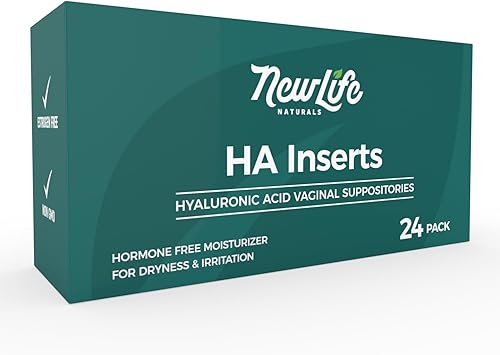 NewLife Naturals Supositorios vaginales de ácido hialurónico para mujeres, humectante vaginal, molestias por irritación por sequedad, posparto,