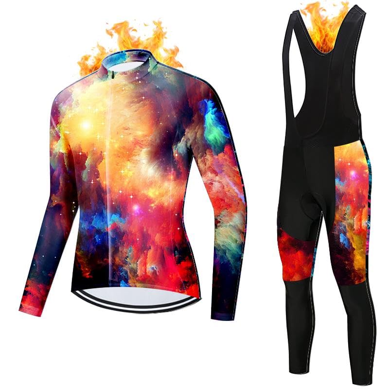 Women Cycling Jersey Set Winter Long Sleeve Warm Fleece Bike Clothing Bicycle Bibs Pants with 4D Padded Cycling Kit
