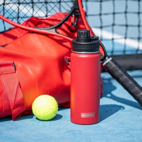 Image of koodee Insulated Water Bottle, 18 oz Stainless Steel Double Wall Vacuum Wide Mouth Sport Bottle with Leakproof Spout Lid (Fuchsia Red)