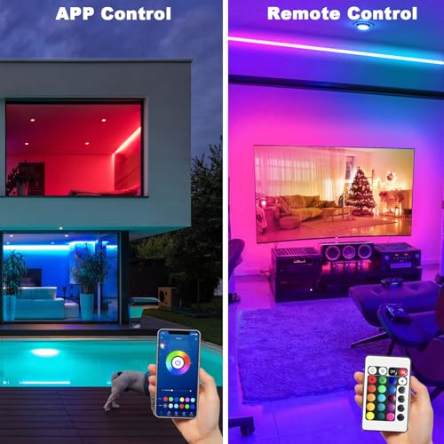 Image of dalattin Led Lights for Bedroom 400ft, 24V Led Strip Lighting with IR Remote /Bluetooth App Control, Music Sync RGB Color Changing via App, for Room Party Festival Decor(4 Rolls of 100ft)