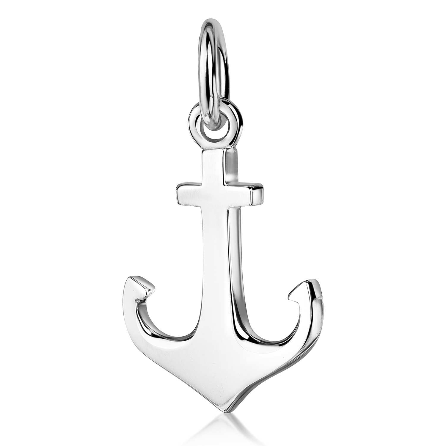 MATERIA by Matthias Wagner Ciondolo piccolo a forma di ancora in argento 925 da donna, con collana, 20 x 10 mm, Argento