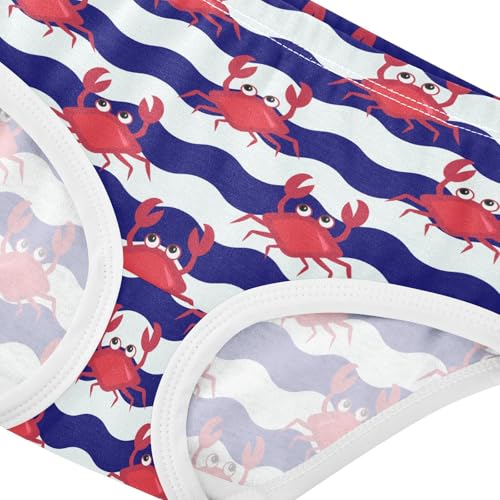 Little Girls' Soft Cotton Underwear Kids Breathable Comfort Blue and White Stripes Crab Panties Briefs Toddler4
