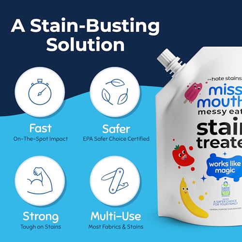 Image of Miss Mouth's Messy Eater Stain Treater - 32oz Refill - Newborn & Baby Essentials - No Dry Cleaning Food, Grease, Coffee Off Laundry, Underwear, Fabric