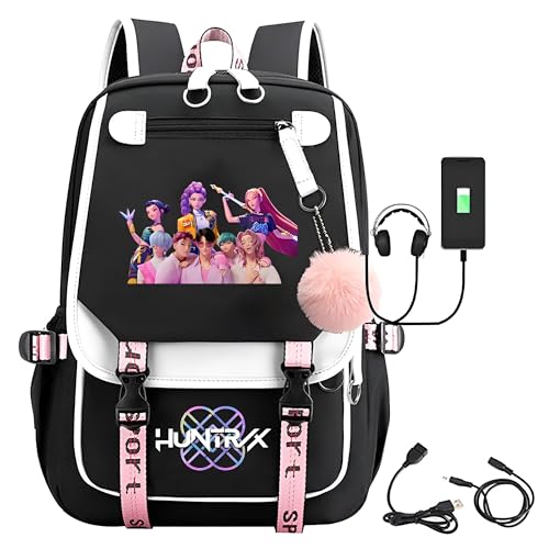 YiLianDa Mochila KPop Huntrix – Mochila Escolar Impermeable con Puerto USB –...