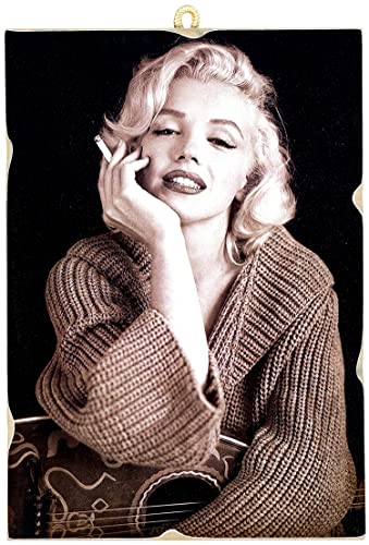 KUSTOM ART Quadro de estilo vintage da série de atores Hollywood Marilyn Monroe, impressão em madeira, 18 x 25 cm. Decoração para esteticistas, salões de beleza e cabeleireiros