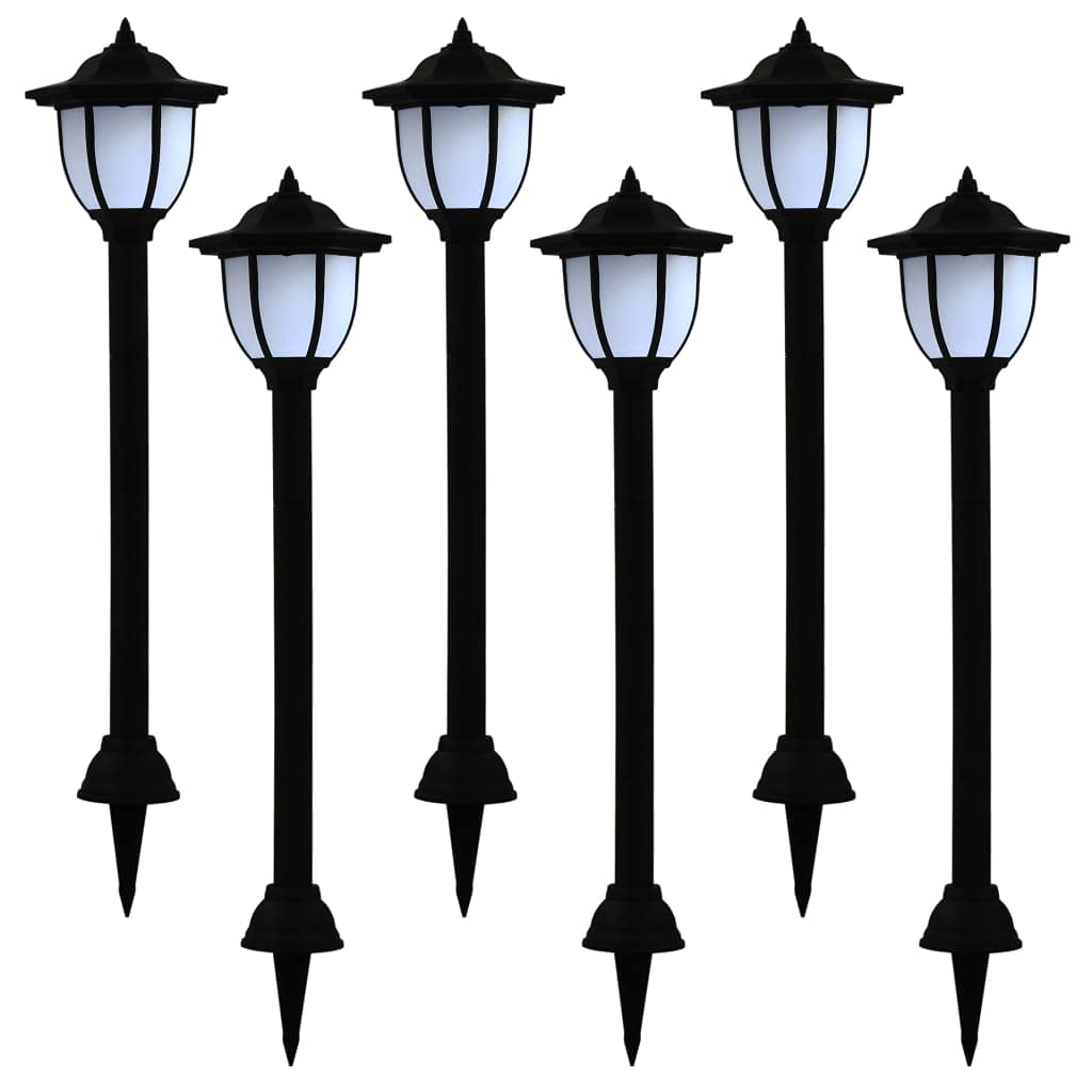 vidaXL 6x Solar Außenleuchte LED Solarlampe Gartenlampe Außenlampe Solarleuchte Gartenleuchte Beleuchtung Leuchte Lampe Garten Schwarz