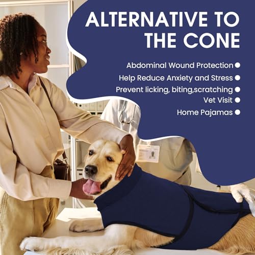 Image of Nanaki Recovery Suit for Dogs-Onesie for Surgery Male Female Spay /Neuter, Bodysuit Abdominal Wounds Bandages,E-Collar Alternative Prevent Licking, Soft Protective Post-Op Wear Pet Pajamas, S