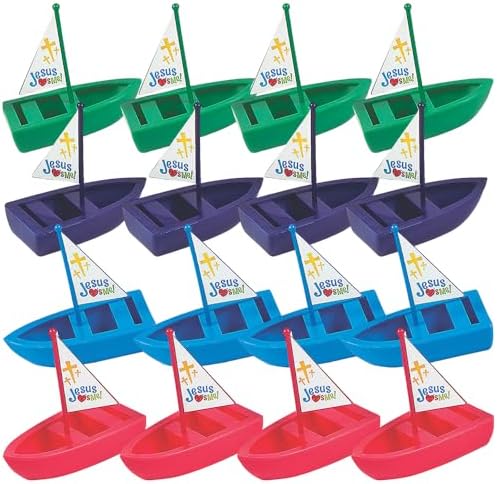 Fun Express Jesus Loves Me Toy Boats 12 Pack - Christian Gifts for Kids Bulk Prizes for Classroom Treasure Box Sunday School Supplies, VBS 2026 Religious Party Favors Plastic Boats for Church Rewards image 4