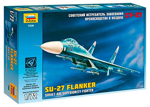 Zvezda 7206 - Soviet Air Superiority Fighter SU-27 FLANKER - Plastic Model Kit Scale 1/72 Lenght 11 / 28 cm 105 Details