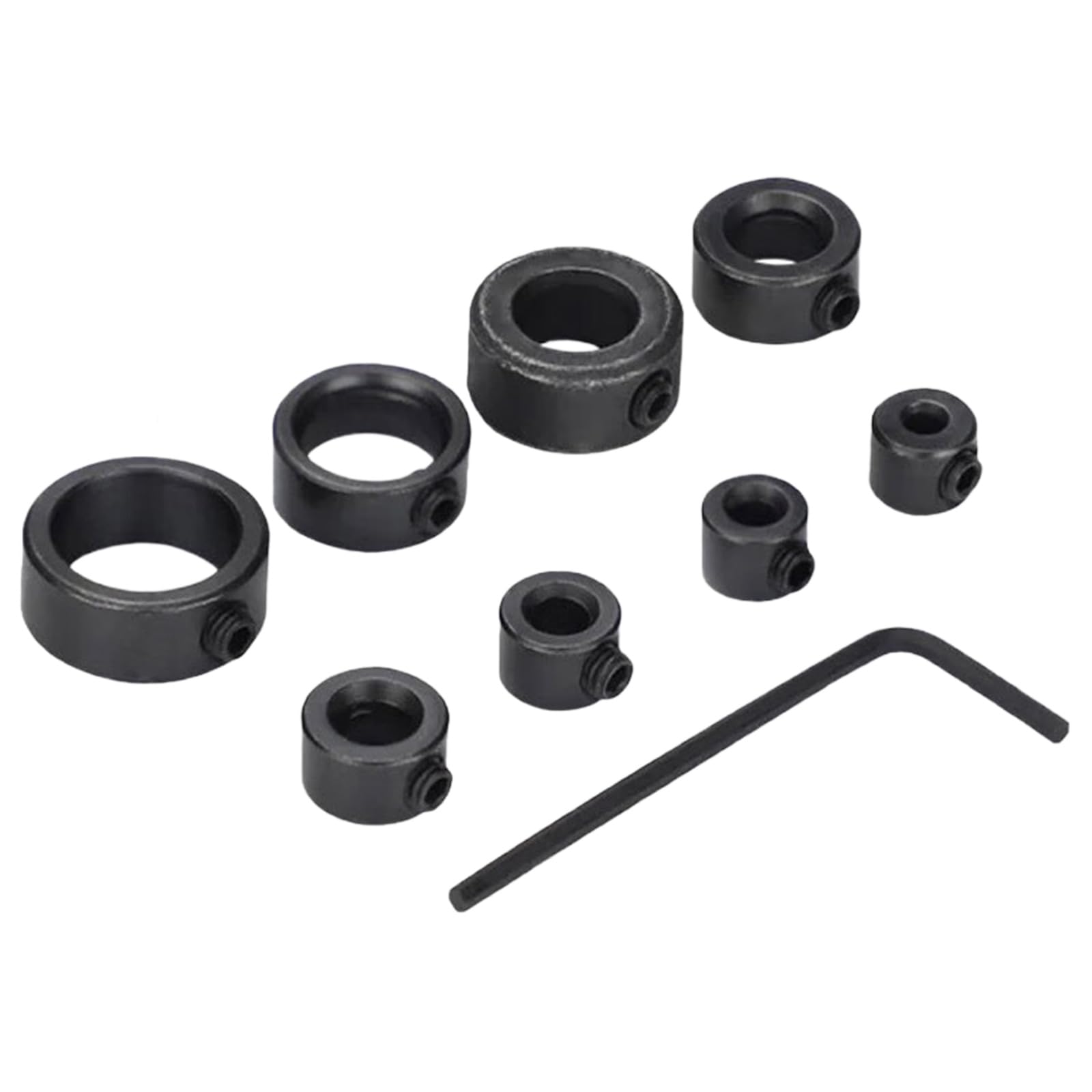 LIUZIKUN 8Pcs Drill Bit Depth Stop Collar Set Adjustable Positioner Rings Split Rings 3-16mm with Wrench for Woodworking Tools