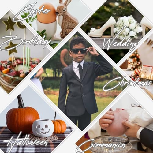 Qisuma Boys Suits Size 12 Wedding Outfit Plaid Shirt Toddler Navy Easter Suits Graduation Clothing Set thumb #6