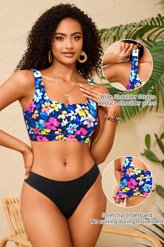 Image of Women Sport Bra Swimsuit Top - Swim Bra Bikini Top Only Scoop Neck Bathing Top 2025 Swimwear