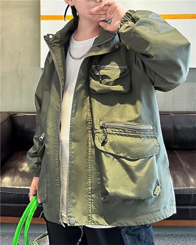 Cromoncent Boys Polar Fleece Lined Outdoor Jacket Hooded Outerwear with Pockets3