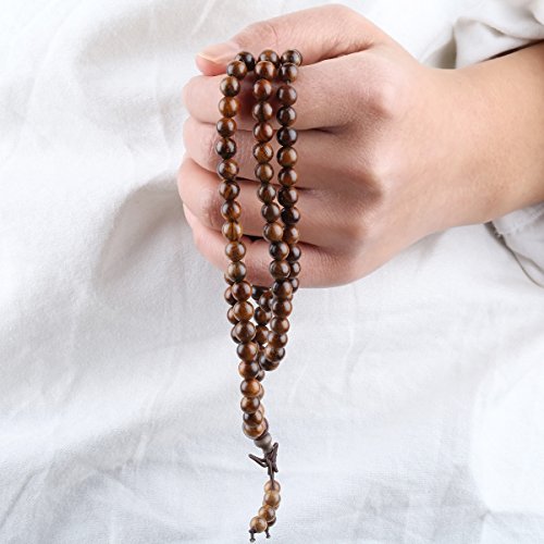Nupuyai Natural Wood Wrap Bracelet for Women and Men, 108 Prayer Mala Beads Tibetan Necklace for Unisex Elastic Meditation Yoga Jewelry2