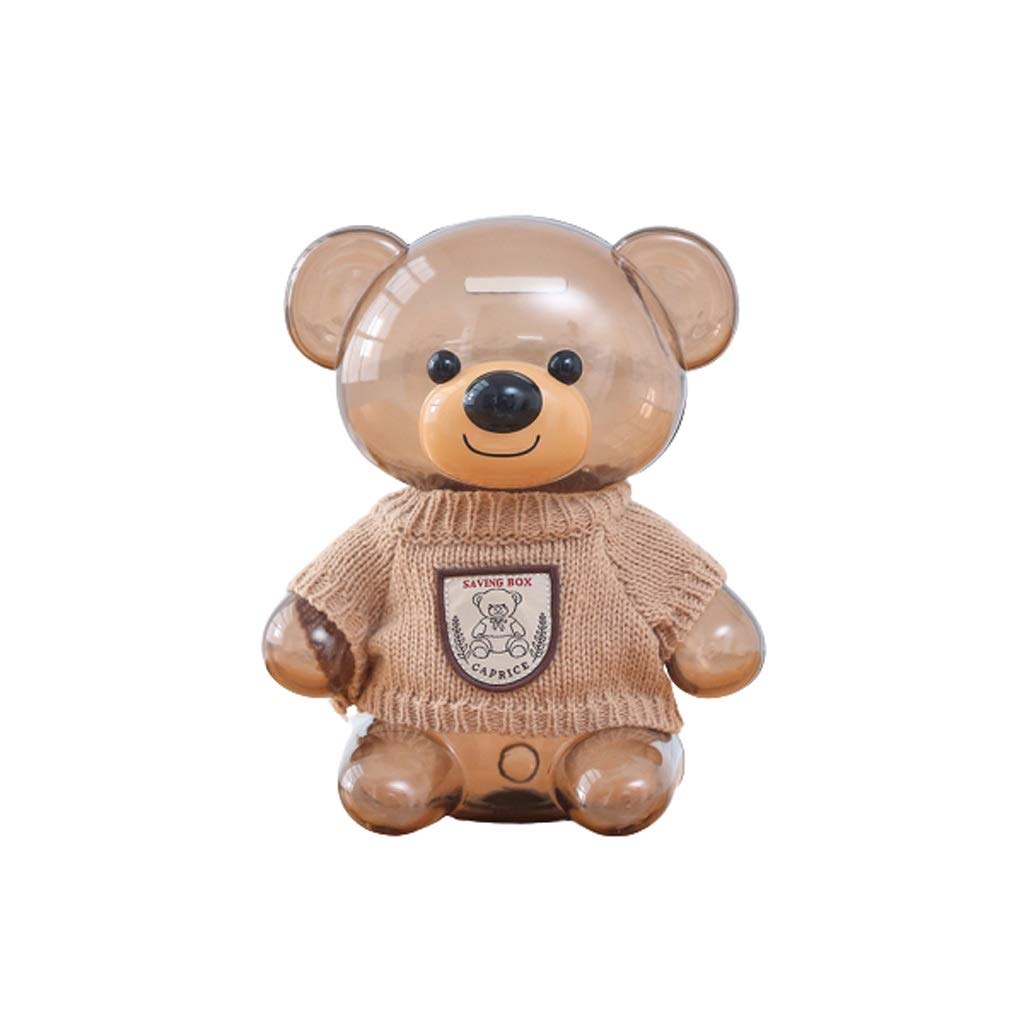 Plastic Coin Jar Piggy Bank Children's Transparent Creative Currency, As A Unique(Brown)