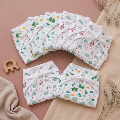 Image of Blushbaby Pack of 8 - Pure Cotton Padded Nappy for Newborn Baby 0-3 Months | Double Layered, Extra Soft & Breathable Cotton Langot | Reusable & Washable Cotton Nappy for Baby Boy & Girl | Newborn Baby Essentials
