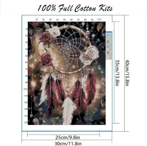 Image of Dreamcatcher Cross Stitch Kits for Adults Beginner,Flower Counted Cross Stitch Kits Printed Stitching Cute Patterns Dimensions Needlepoint Art Crafts Embroidery Kits for Adults Beginners