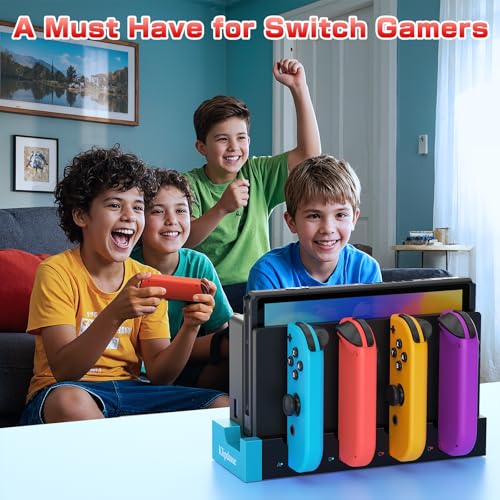 Station de charge compatible avec Nintendo Switch OLED et support manette Joy-Con LED