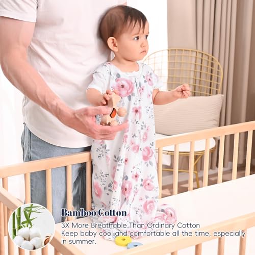 Image of PHF 2 Pack Baby Wearable Blanket 12-18 Months, Rayon Derived from Bamboo, Ultra Soft TOG 0.5 Baby Wearable Blankets with 2-Way Zipper, Large Size, Floral