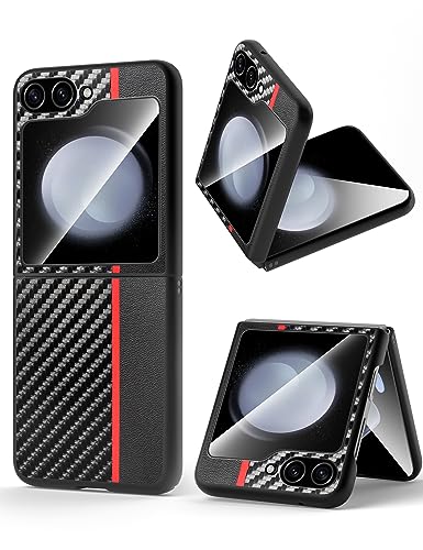 Quikbee Mobile Phone Case for Samsung Galaxy Z Flip 5, Carbon Fibre Protective Case, Ultra Thin, Full Protection, Comfortable to The Hand, Drop Protective Case for Samsung Galaxy Z FILP 5 - Red