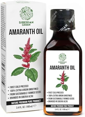 Siberian Amaranth Oil | 100% Natural Extra Virgin Cold Pressed 100 ml / 3.4 fl oz | Unrefined Raw No-GMO Vegan | Exclusive Food Grade