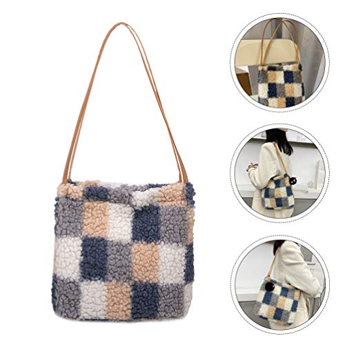 KESYOO Bolsa de PelÃºcia Crossbody Bolsa de Ombro Xadrez Lindo Desenho Animado de PelÃºcia Ombro Cru