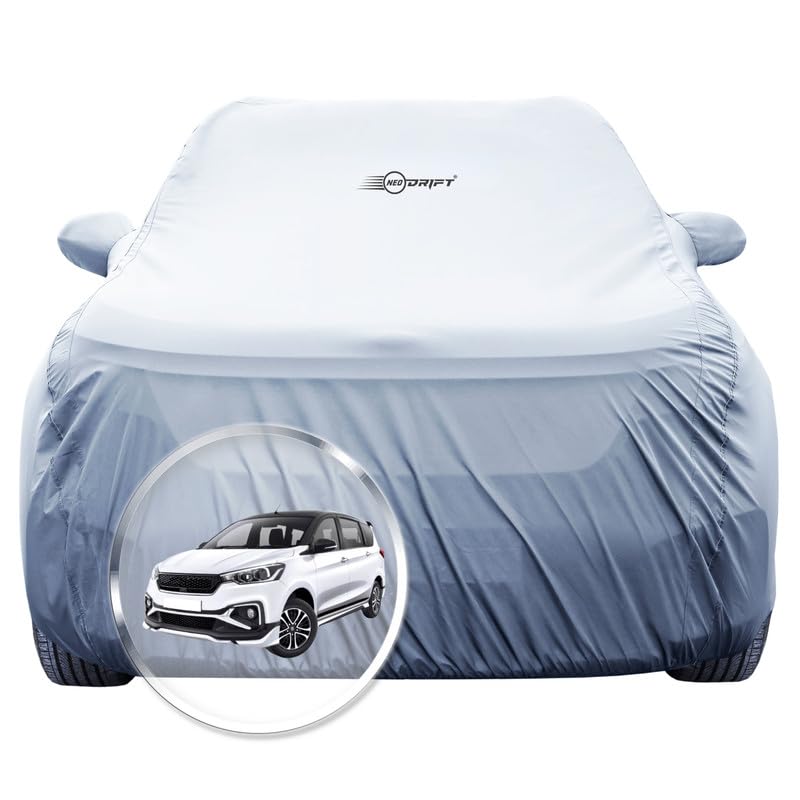 Image of NEODRIFT 'SilverTech' Car Cover for Maruti Suzuki Ertiga (100% Water-Resistant, All Weather Protection, Tailored Fit, Precision-Fit & Breathable Fabric) (Colour: Silver) (Model: 2018-2025)