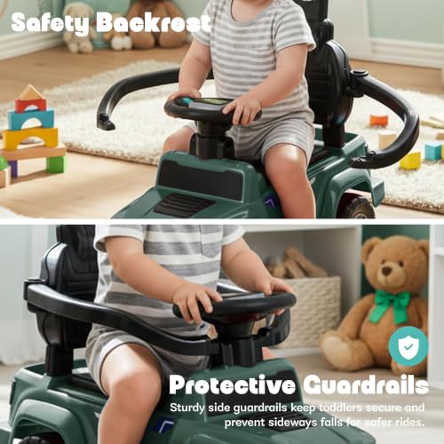 Image of Baybee Roady Pro Ride on Car for Kids | Push Ride on Jeep with Parental Handle & Safety Guardrail | Backrest, Light & Music Rideons Toy Car | Baby Ride on Cars for Kids 1 to 3 Years (Dark Blue)