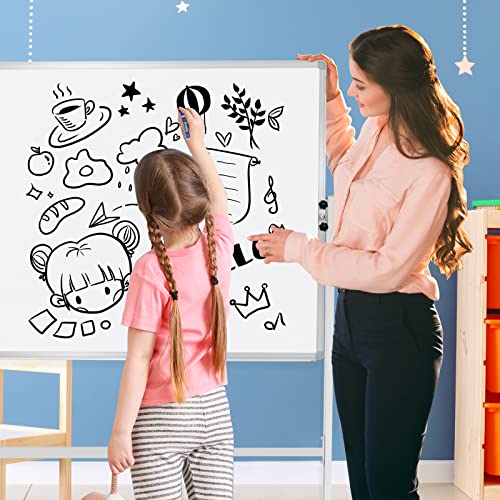 Mobile Magnetic Whiteboard Dry Erase Board On Wheels 36 X 24, Height Adjustable Whiteboard With Stand Including 1 Eraser, 2 Markers And 10 Magnets #TOP4