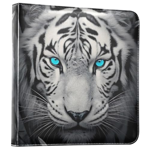 Álbum de Fotos Adhesivo Autoadhesivo DIY, Álbum para Recortes con Anillas de 3 Argollas, Libro de Fotos Azul Ojos Tigre, 40 Páginas, Tamaño 8x10 para Guardar Recuerdos miniatura 1