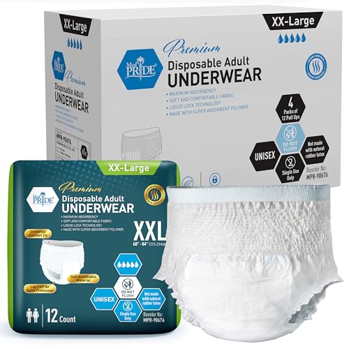 Image of MED PRIDE Disposable Adult Underwear,XX-Large (68-84 in),Unisex,48 Count
