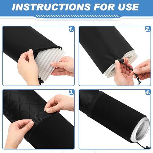 Image of Outus 2 Pcs Portable Ac Hose Insulation Sleeve 60in Portable Air Conditioners Insulated Cover Wrap Fit for 5 inch& 5.9 inch Diameter Exhaust Easy Installation with Adjustable Strap (Black)