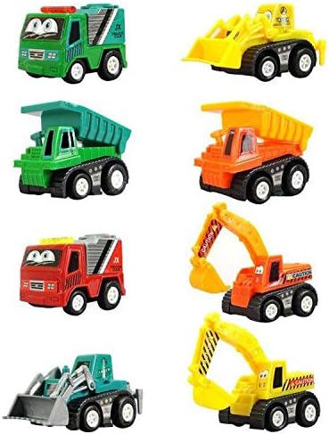 Pull Back Vehicles, Mini Push Pull Back Car, 8 Pcs Assorted Construction Vehicles Toys, Kids Pull Back Racer Cars Toy Play Set, Vehicle Play Set for Children for Fun