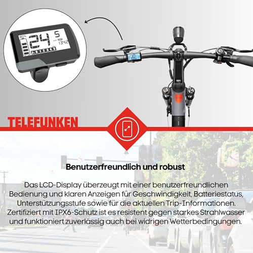 TELEFUNKEN SUV E-Bike 27,5 Zoll für Damen & Herren | Pedelec mit Heckmotor & 468 Wh Li-Ion-Akku | Elektrofahrrad mit 7-Gang Kettenschaltung & Scheibenbremse, StVZO-konform | inkl. Panzerkabelschloss