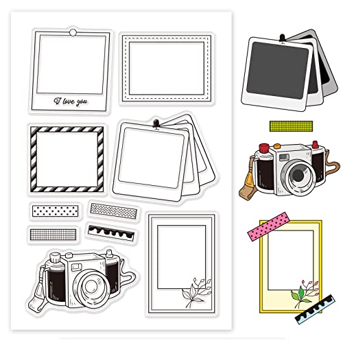 GLOBLELAND Photo Frame Clear Stamps Transparent Silicone Stamp Seal for Card Making Decoration and DIY Scrapbooking
