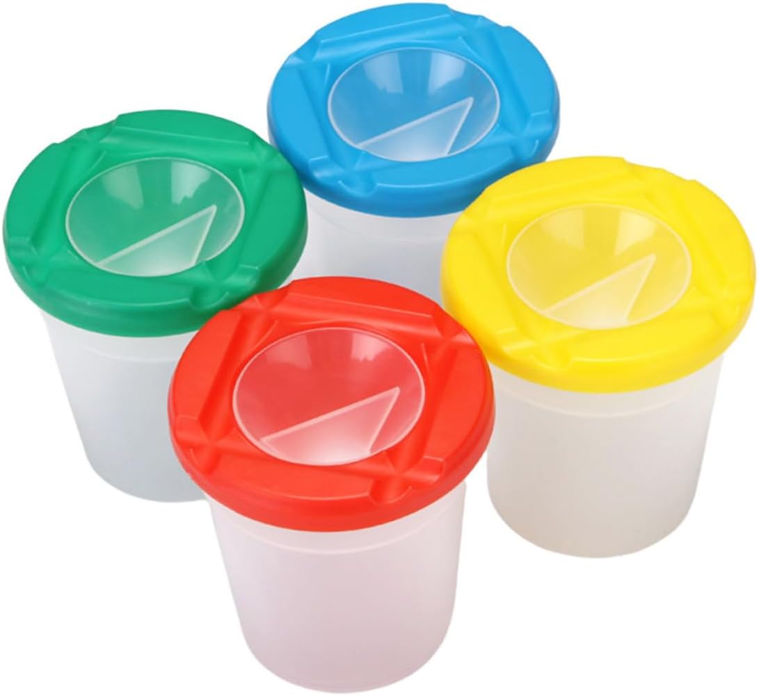 4pcs Boy Girl Painting Brush Cleaners Rotating Wash Buckets for Watercolor and Gouache Art Supplies Random Colors